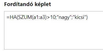 eredeti, magyar nyelvű Excel képlet